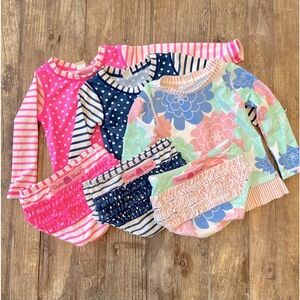 Ruffle Butts 3 Set SWIM BUNDLE! Two-Piece Rash Guard Bikini 18-24 months
